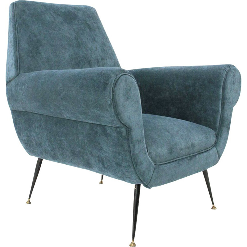 Vintage armchair in velvet by Gigi Radice for Minotti Italy 1950s