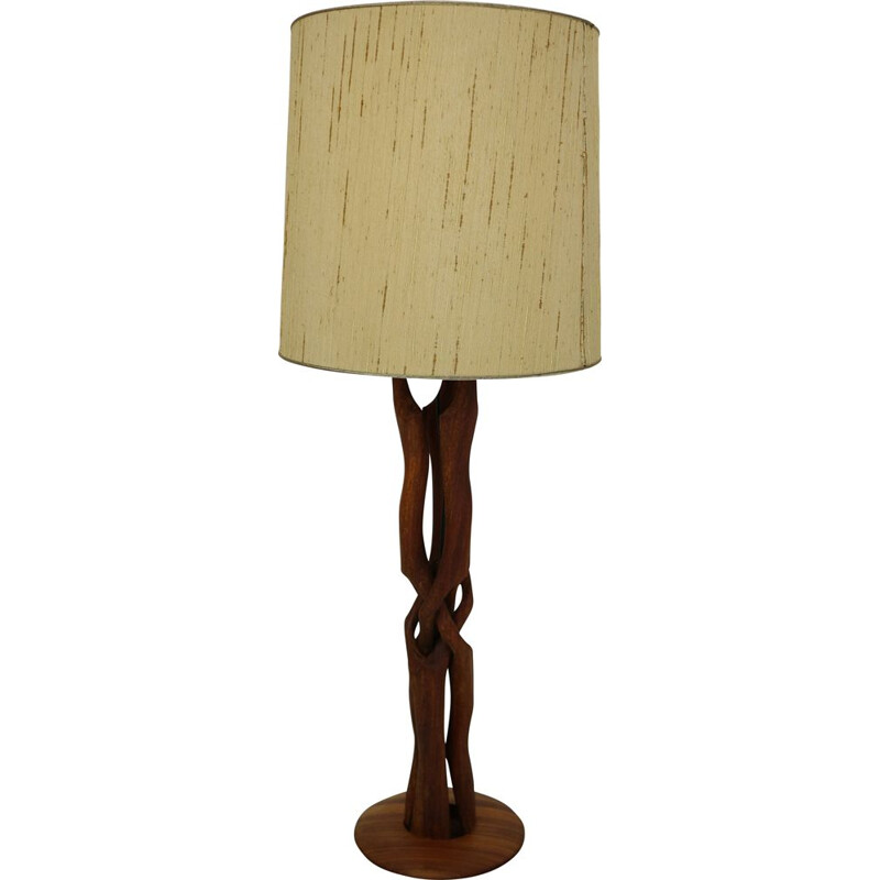 Vintage table lamp organic form in teak Denmark 1960