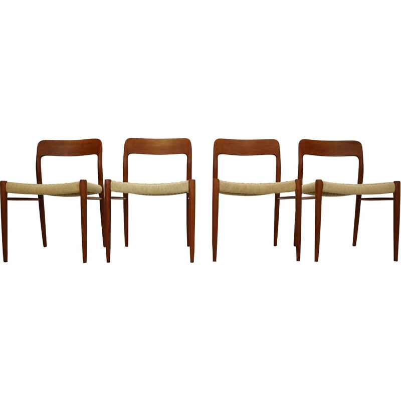 Set of 4 vintage Dining Chairs by Niels Otto Møller, Model 75, Denmark