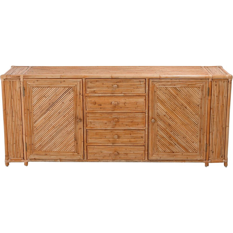 French vintage sideboard in bamboo 1970