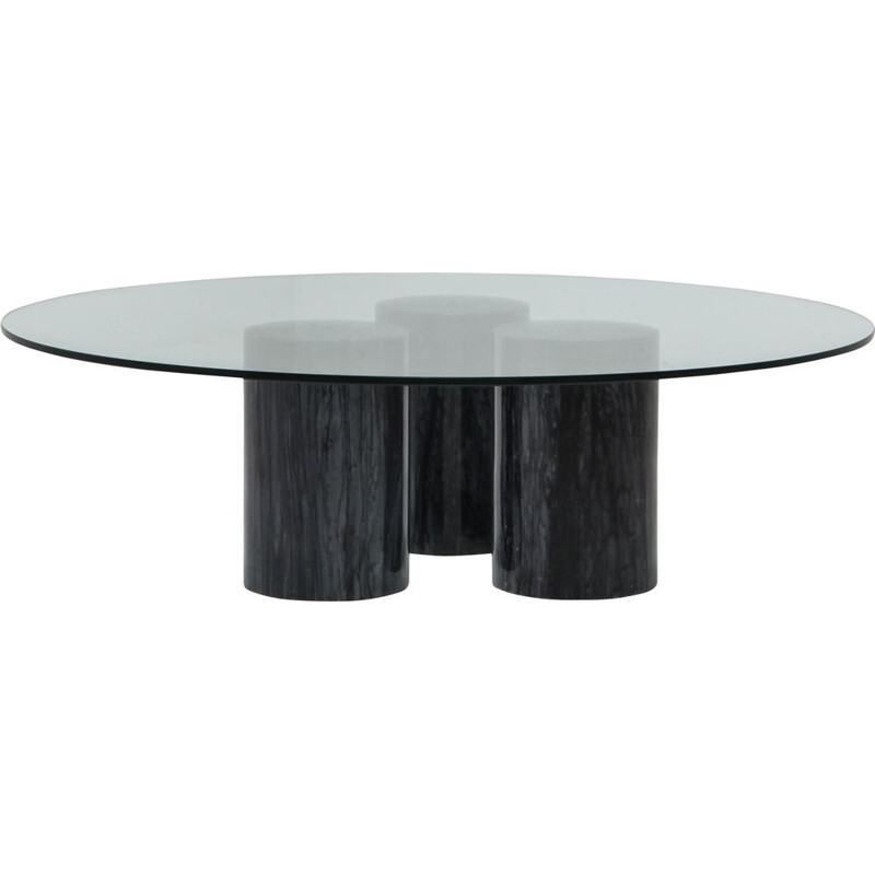 Vintage Collonato table by Bellini in black marble and glass 1970