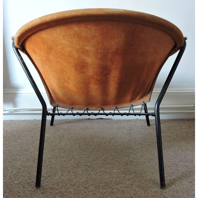 Vintage Balloon beige armchair for Lea Design in steel 1960