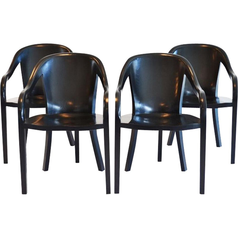 Set of 4 vintage chairs for Brickel Associates in ashwood 1970