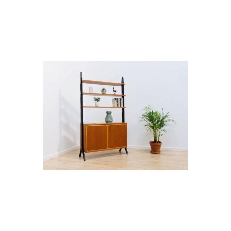 Scandinavian vintage bookcase in teak and metal 1950