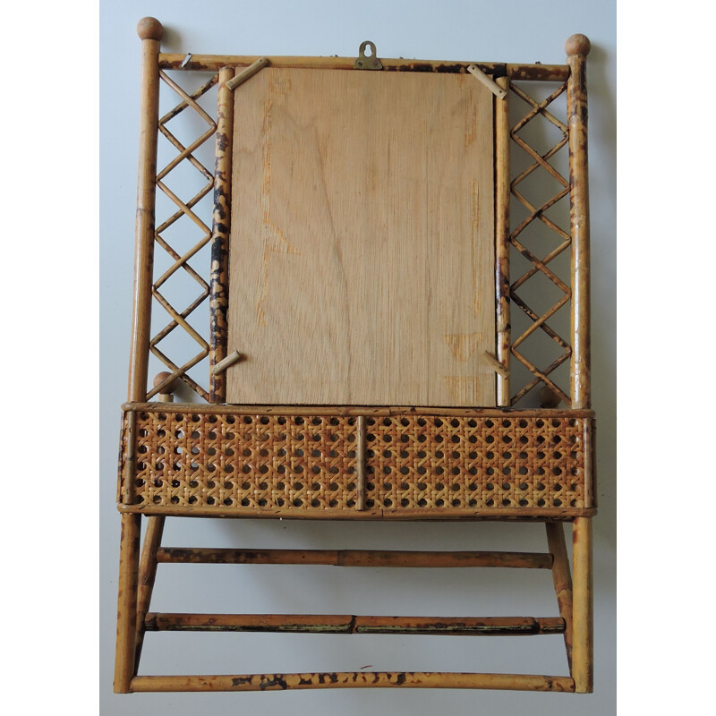 Vintage mirror in bamboo and cane 1970