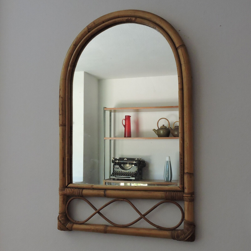 Vintage mirror in bamboo and cane 1970