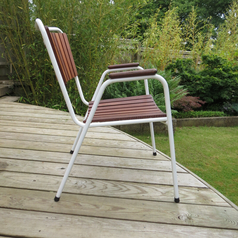 Set of 4 vintage chairs by Daneline in teak and metal 1960