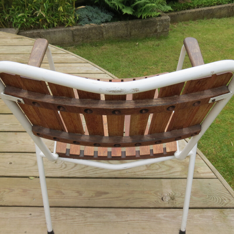 Set of 4 vintage chairs and table for Daneline in teakwood and metal 1960