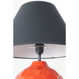 Lampe vintage française en céramique rouge et noire 1980