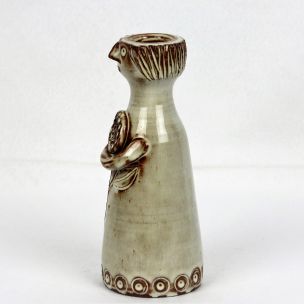 Vintage Woman vase by Jacques Pouchain in beige ceramic 1950