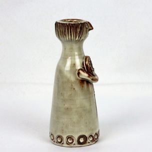 Vintage Woman vase by Jacques Pouchain in beige ceramic 1950
