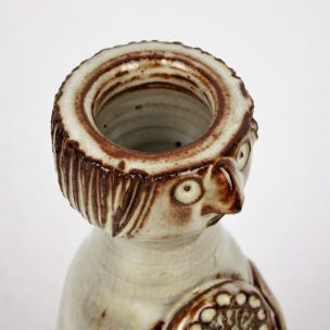 Vintage Woman vase by Jacques Pouchain in beige ceramic 1950