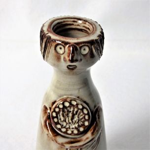 Vintage Woman vase by Jacques Pouchain in beige ceramic 1950