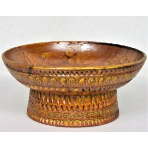 Vintage brown ceramic bowl by Huguette Bessone, 1950