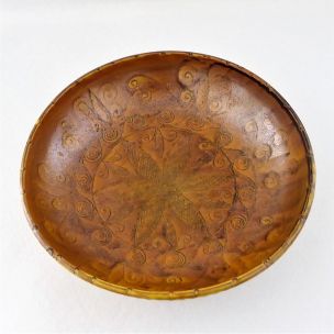 Vintage brown ceramic bowl by Huguette Bessone, 1950