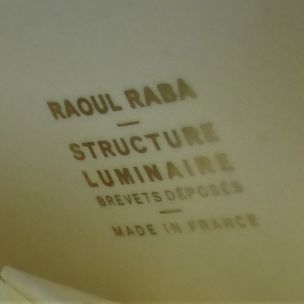 Lámpara vintage de plástico blanco de Raoul Raba, 1970