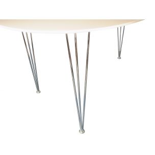 Vintage white ellipse shaped table with hairpin legs 1970