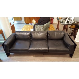 Bastiano sofa and 2 armchairs in black leather, Tobia SCARPA - 1962