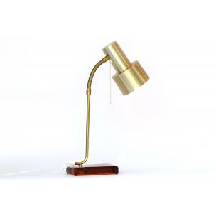 Vintage desk lamp in brass aluminium & glass base, Sweden 1960s