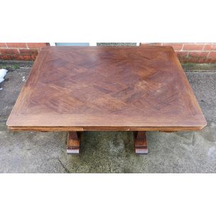 Vintage table Charles Dudouyt in walnut 1930 