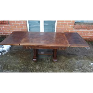 Vintage table Charles Dudouyt in walnut 1930 