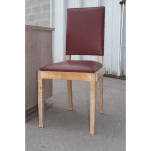 Vintage desk & 3 chairs in cerus oak by Jacques Adnet 1940