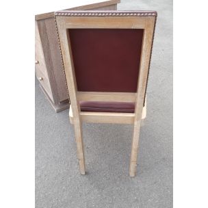 Bureau & 3 chaises vintage en chêne cérusé par Jacques Adnet 1940