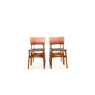 Set van 4 vintage Deense stoelen van teak en beukenhout