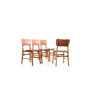 Set of 4 vintage Danish chairs in teak and beech