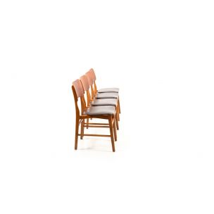 Set of 4 vintage Danish chairs in teak and beech