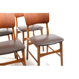 Set van 4 vintage Deense stoelen van teak en beukenhout