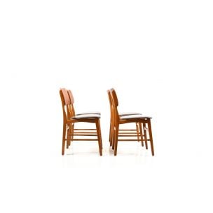 Suite von 4 dänischen Vintage-Stühlen aus Teakholz und Buche