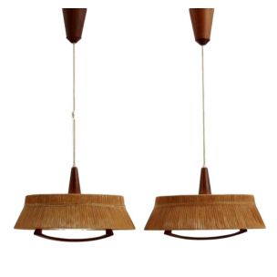 Pair of Scandinavian vintage hanging lamps Temde Leuchten