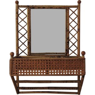 Vintage mirror in bamboo and cane 1970