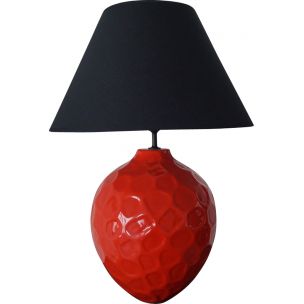 French vintage lamp in red and black ceramics 1980