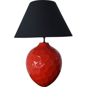 Lampe vintage française en céramique rouge et noire 1980