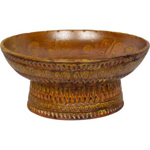 Cuenco vintage de cerámica marrón de Huguette Bessone, 1950