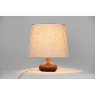 Vintage lamp with hand-turned stoneware base by Rolf Palm