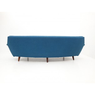 Scandinavian teak and blue fabric sofa - 1950s