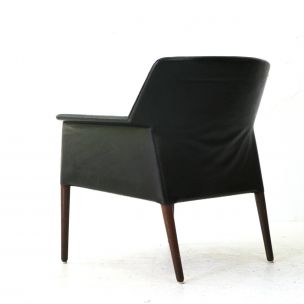 Vintage leather and rosewood armchair by Larsen and A.B Madsen, 1960