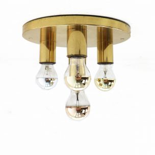 Vintage brass ceiling light with four lights,1970