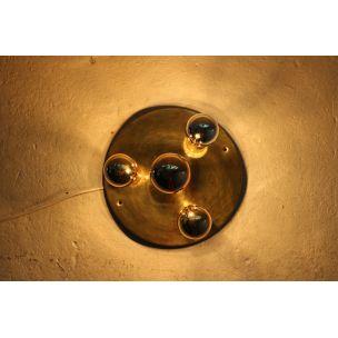 Vintage brass ceiling light with four lights,1970