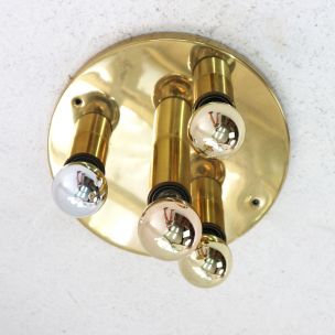 Vintage brass ceiling light with four lights,1970