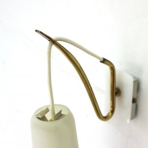 Vintage wall lamp in brass and frosted glass from the 50s