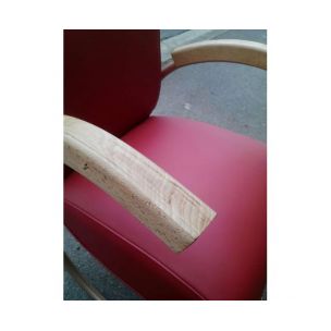 Paire de fauteuils vintage pour Thonet en skaï rouge 1930