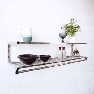 Scandinavian vintage shelf for Habo in silvered metal 1960