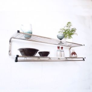 Scandinavian vintage shelf for Habo in silvered metal 1960