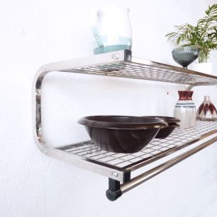 Scandinavian vintage shelf for Habo in silvered metal 1960