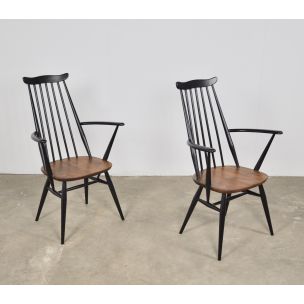 Pair of vintage chairs Ercol with armrests 1960s 