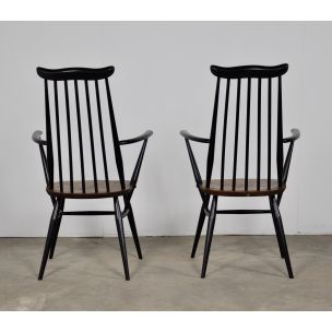 Pair of vintage chairs Ercol with armrests 1960s 